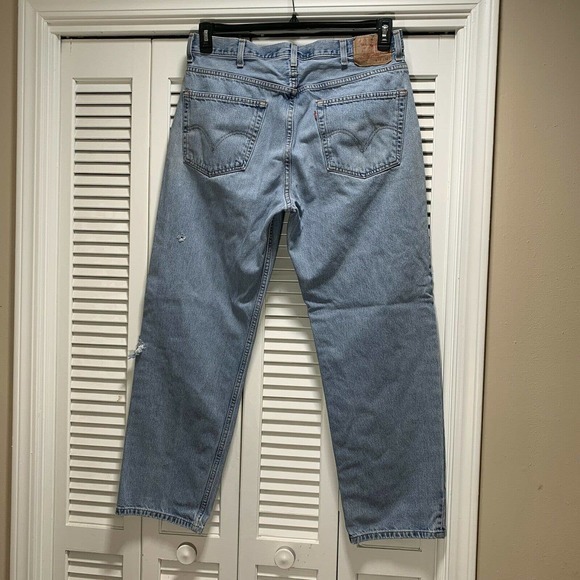 Levi's 550 Jean Y2K Distressed Vintage 100% Cotton Relaxed Fit Straight W38 L32 - Picture 3 of 12